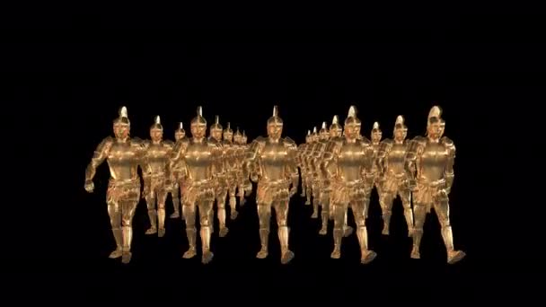 Golden Roman Soldiers Walking Animations — Vídeo de Stock