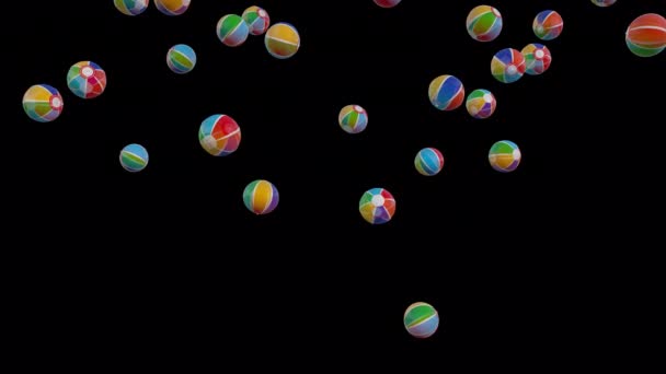 Beach Balls Falling Transparent Background Animation — Stok video