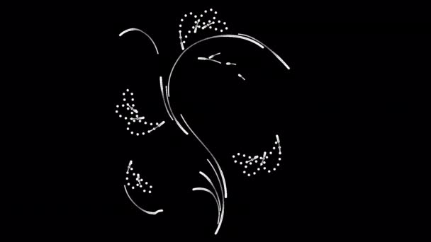 Animated White Floral Shapes Transparent Background — Vídeo de Stock