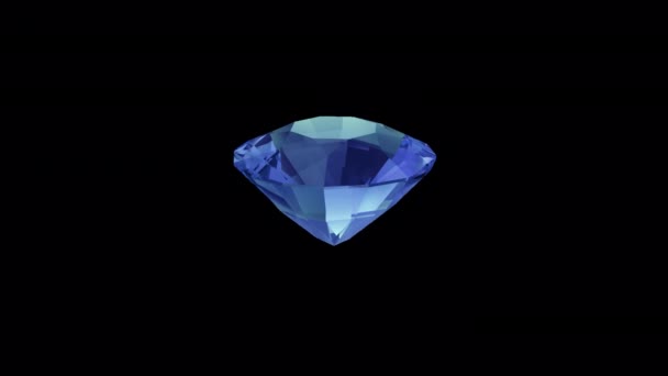 Blue Gem Spinning Transparent Background — Video