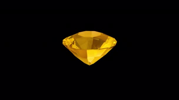 Yellow Gem Spinning Transparent Background — Vídeo de Stock