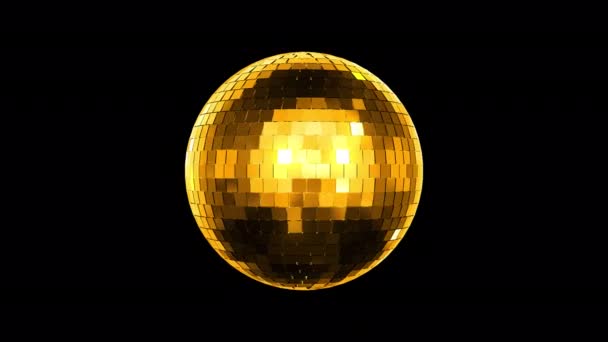 Golden Disco Bal Met Alpha Achtergrond — Stockvideo