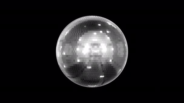 Spinning Silver Disco Ball Alpha Background — Stockvideo