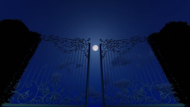 Portes Ciel Pleine Lune Animation — Video