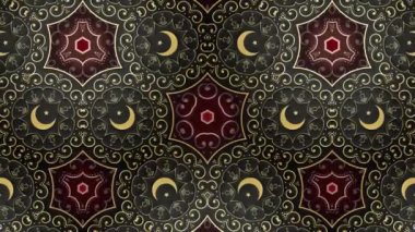 Yeşil ve kırmızı renkli İslami Kaleydoskop animasyonu