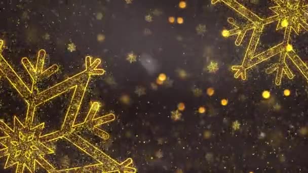 Vánoční Vločka Pozadí Zlatě — Stock video