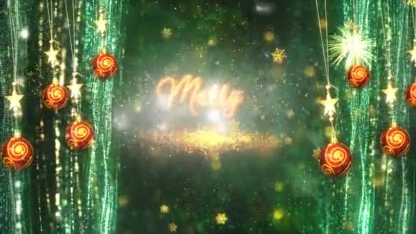 Krásné Zelené Vánoční Pozadí Červenými Ornamenty — Stock video