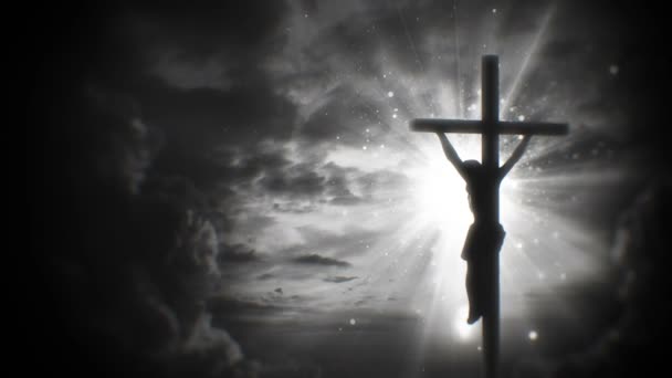 Fond Adoration Avec Crucifixion Jésus Christ Ciel Particule Lumière Sur — Video