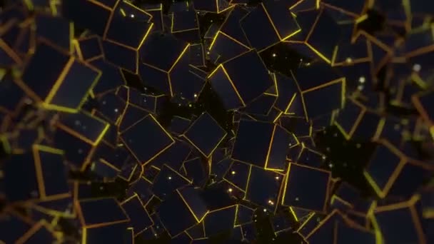 Gold Cube Background Golden Polygon Particle Rotate Looped — Stockvideo