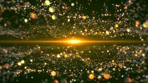 Flowing Gold Particle Background Golden Shine Light Gold Particle Glittering — Stok video