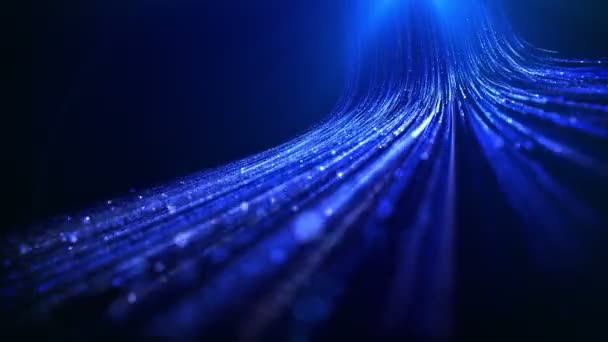 Fondo Transferencia Datos Digitales Con Flujo Partículas Datos Luz Azul — Vídeo de stock