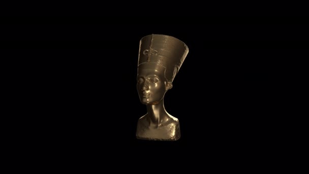 Nefertiti Egyptian Queens Gold Statue Animation — Vídeo de Stock