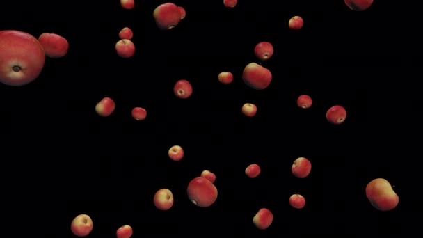 Apples Rain Animation Transparent Alpha Background — Stockvideo