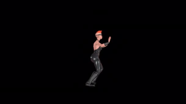 Punk Girl Dancing Animation Transparent Alpha Background — Video Stock