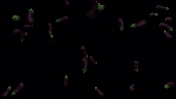 Eggplant Falling Animation Transparent Alpha Background — ストック動画