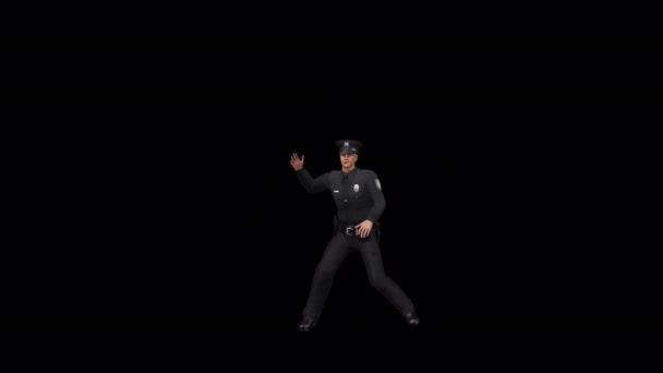 Police Officer Street Dance Animation Transparent Alpha Background — Vídeo de Stock