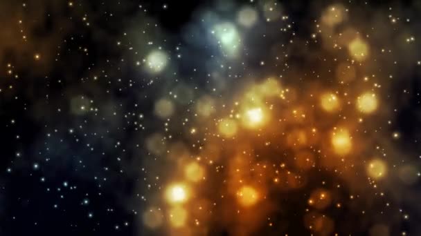 Weltraumfokus Mit Gold Und Blauen Teilchen — Stockvideo
