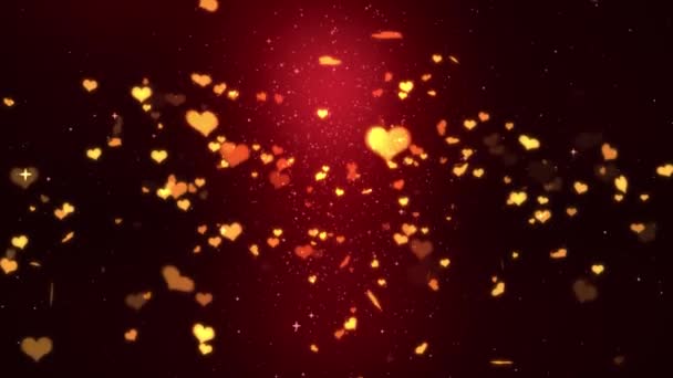 Valentines Day Hearts Sparkling Flying — Vídeos de Stock