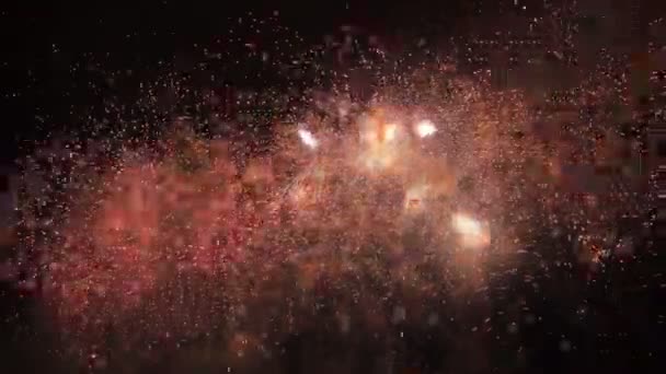 Красный Фейерверк Освещает Небо — стоковое видео