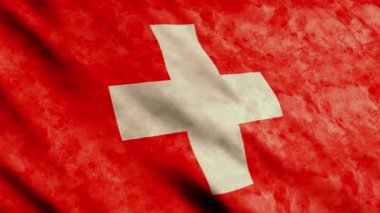 Switzerland Flag waving in the wind grunge version