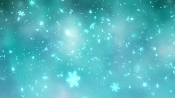 Сніжинки Летять Замерзлому Синьому Фоні — стокове відео