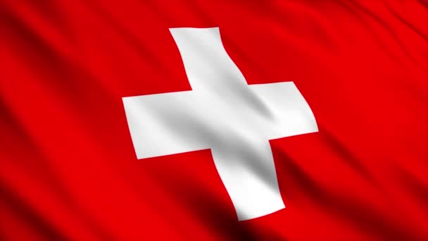 瑞士国旗在风中飘扬 — 图库视频影像