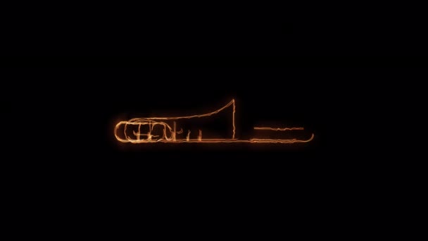 Burning Fire Jazz Trumpet Animation — 图库视频影像