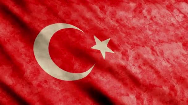 Turchia Bandiera Sventolando Nel Vento Versione Grunge — Video Stock