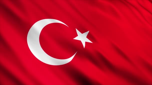 Törökország Zászló Lengett Szélben — Stock videók