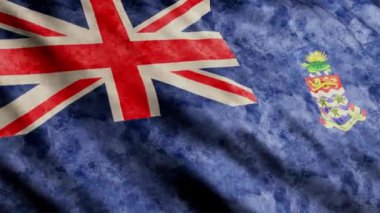 Cayman Adaları Bayrağı rüzgarda sallanıyor grunge versiyonu