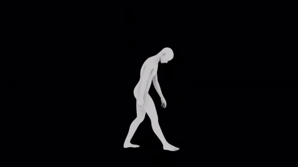 Sad Walk Animation Transparent Alpha Background — Vídeos de Stock
