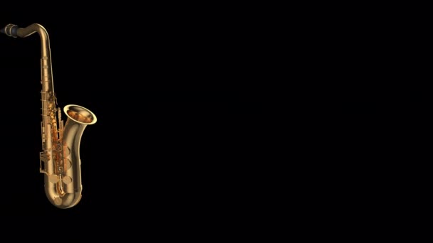 Золотая Саксофонная Анимация — стоковое видео