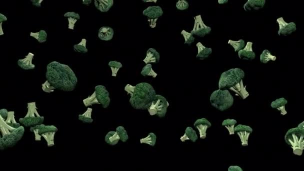 Broccoli Rain Animation Transparent Background — Stockvideo