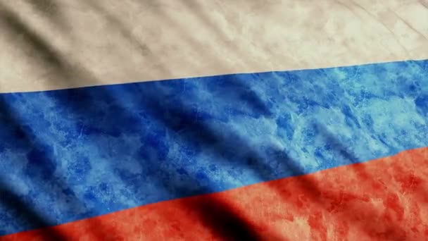 Russie Drapeau Agitant Dans Vent Version Grunge — Video