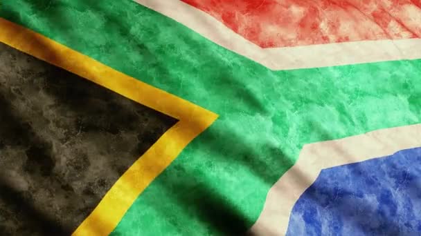 South Africa Flag Waving Wind Grunge Version — Stock videók