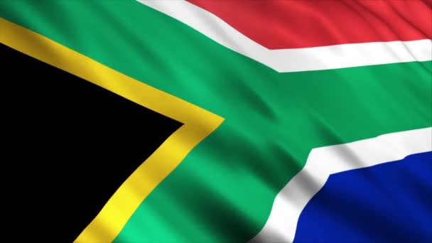 Bandera Sudáfrica Ondeando Viento — Vídeos de Stock