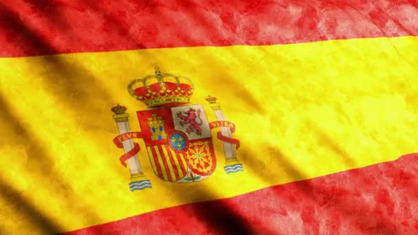 Spain Flag Waving Wind Grunge Version — Stok Video