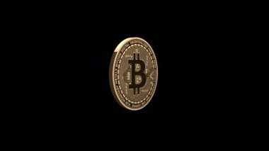 Saydam bir arkaplanda dönen 3d bitcoin