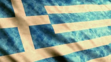 Yunanistan Bayrağı rüzgarda dalgalanırken grunge versiyonu