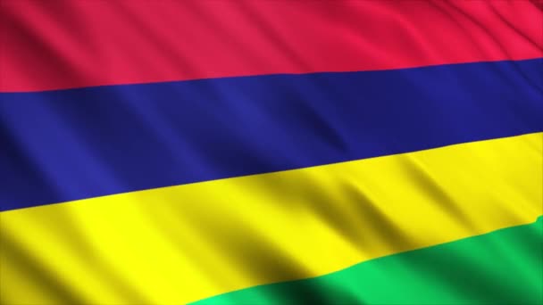 Bandera Mauricio Ondeando Viento — Vídeos de Stock