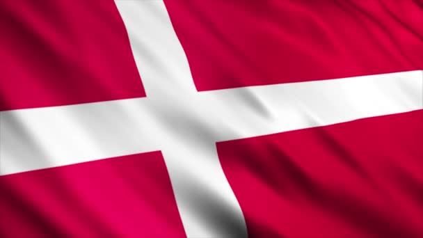 丹麦国旗在风中飘扬 — 图库视频影像