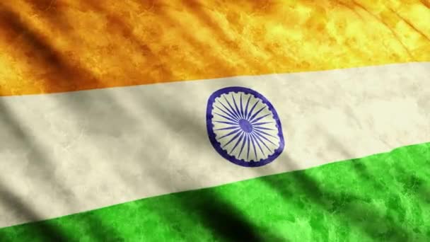 India Flag Waving Wind Grunge Version — Stock Video