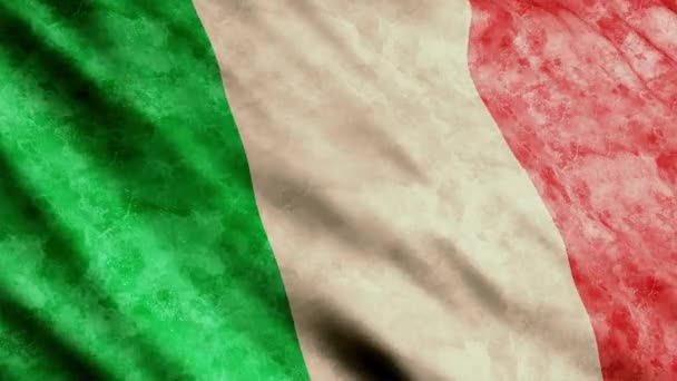 Drapeau Italien Agitant Dans Vent Version Grunge — Video