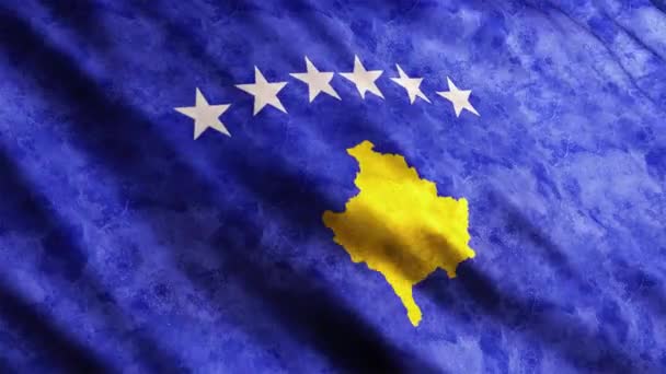 Kosovo Flagge Weht Der Windgrunge Version — Stockvideo