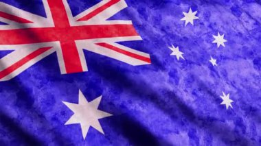 Australian flag waving in the wind grunge version