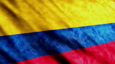 Colombia Flag waving in the wind grunge version