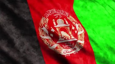 Afganistan Bayrağı rüzgarda dalgalanırken grunge versiyonu