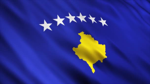 Kosovos Flagga Vajande Vinden — Stockvideo