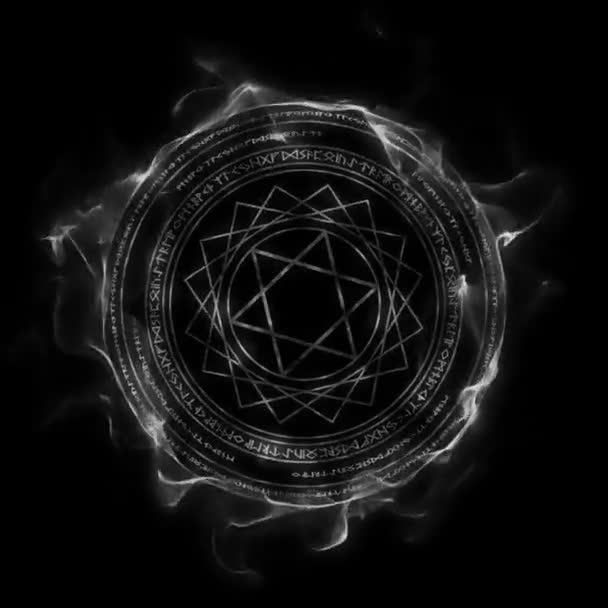 Black White Magic Rune Particles Simple Magical Element Ancient Rune — Video
