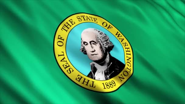 Washington State Flag Waving Wind — Αρχείο Βίντεο